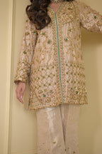 Regal Ivory Silk Dabka Zardozi Ensemble