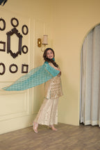 Regal Ivory Silk Dabka Zardozi Ensemble