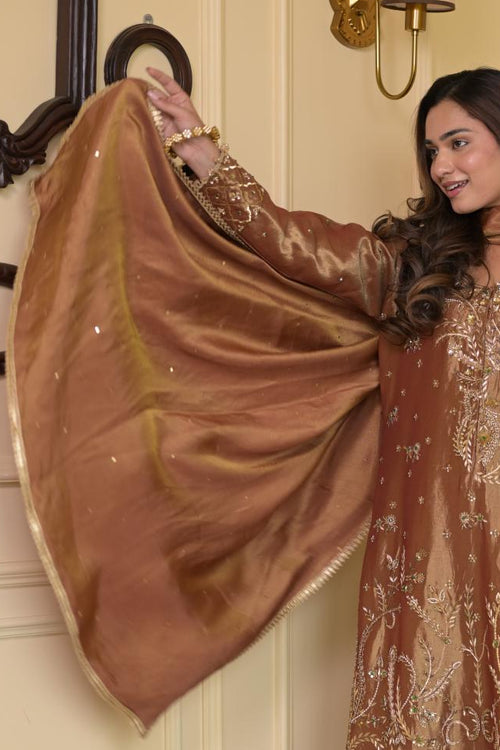Blush Brown Silk Hand-Embroidered Suit