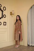 Blush Brown Silk Hand-Embroidered Suit