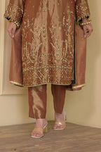 Blush Brown Silk Hand-Embroidered Suit