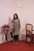Regal Olive Tissue Silk Embroidered Suit Set