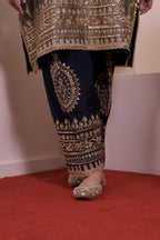 Regal Olive Tissue Silk Embroidered Suit Set