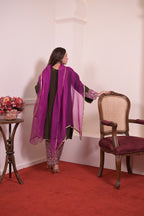 Noir Purple Hand-Embroidered Crepe Suit Set