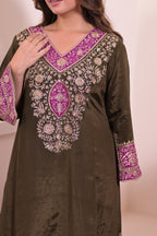 Noir Purple Hand-Embroidered Crepe Suit Set