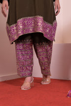 Noir Purple Hand-Embroidered Crepe Suit Set