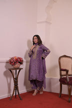 Royal Purple Thread & Hand-Embroidered Crepe Suit
