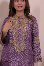Royal Purple Thread & Hand-Embroidered Crepe Suit