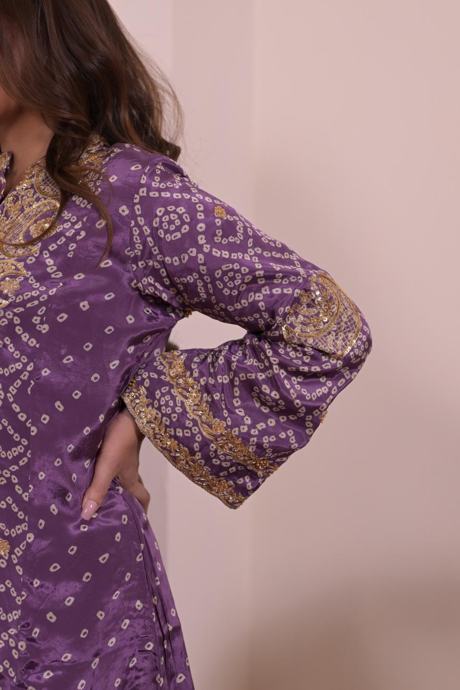 Royal Purple Thread & Hand-Embroidered Crepe Suit