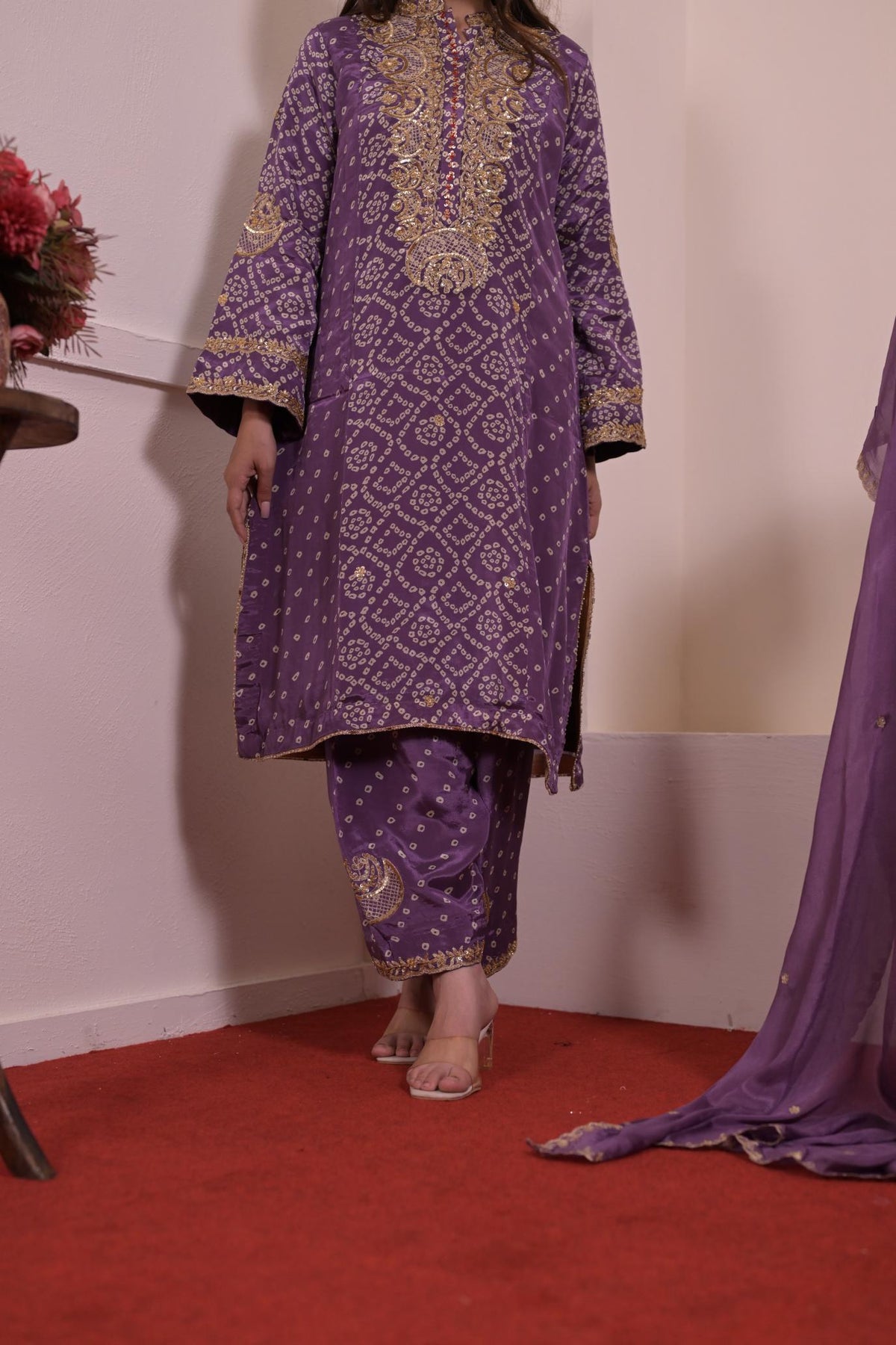 Royal Purple Thread & Hand-Embroidered Crepe Suit