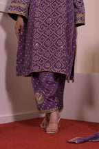 Royal Purple Thread & Hand-Embroidered Crepe Suit