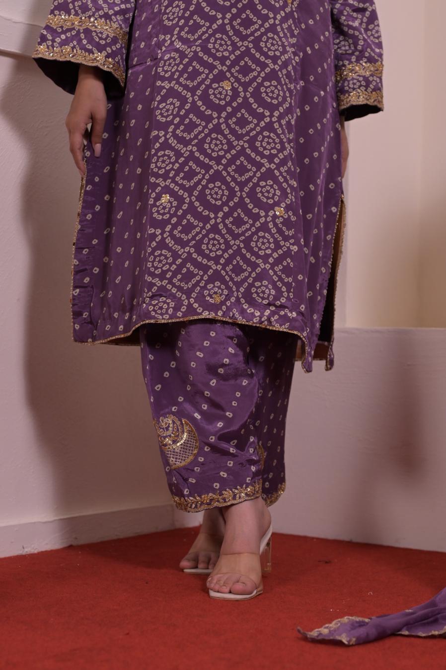 Royal Purple Thread & Hand-Embroidered Crepe Suit