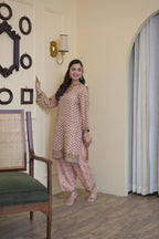 Blush Pink Pure Tissue Hand-Embroidered Suit