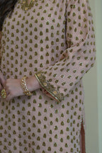 Blush Pink Pure Tissue Hand-Embroidered Suit
