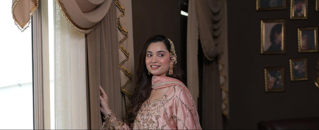 Blush Rose Pakistani Tissue Hand-Embroidered Suit
