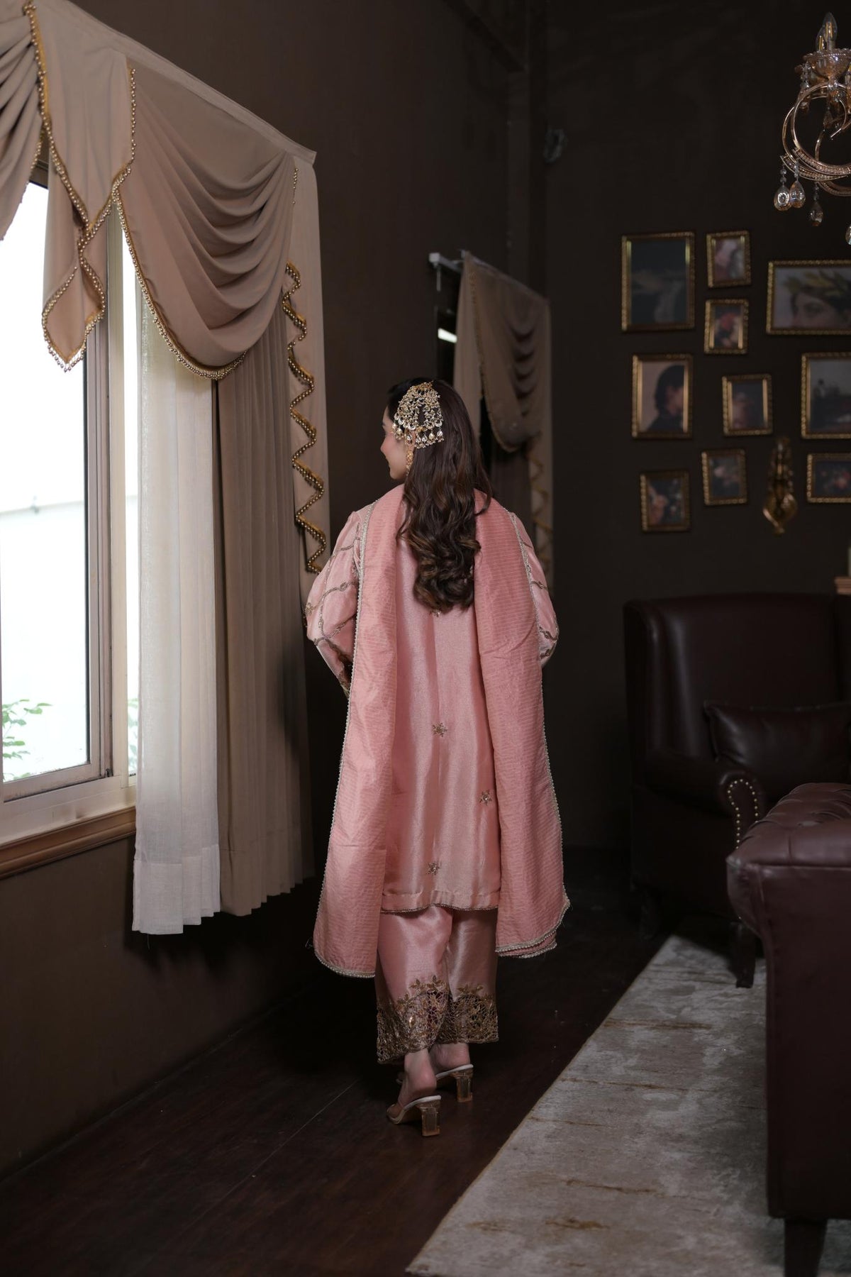 Blush Rose Pakistani Tissue Hand-Embroidered Suit