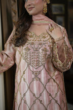 Blush Rose Pakistani Tissue Hand-Embroidered Suit
